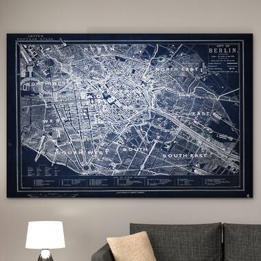 " Vintage Map Berlin " Print on Canvas