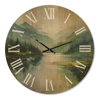 Extra Large Scenic Wood Wall Clock – Lake Breeze Sunrise Mist