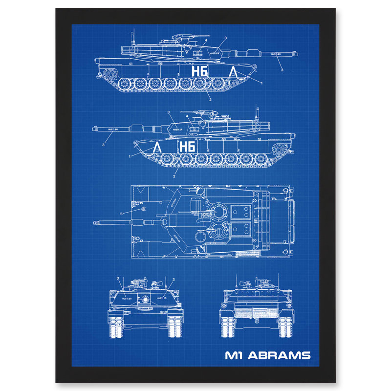 M1 Abrams American Main Battle Tank Blueprint - Single Picture Frame Print
