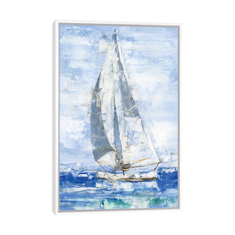 «Blue Sails I» par Ethan Harper - reproduction d'art, Pas de tapis, H 40 po x l 26 po x P 1,5 po, Toile blanche encadrée