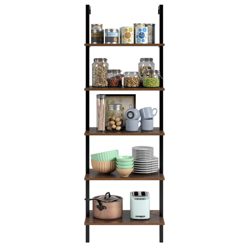 Juno  184.5cm H x 60cm W Steel Ladder Bookcase