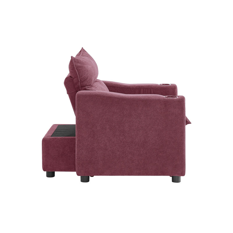 56'' Small Loveseat Pull-Out Sofa Bed With Adjustable Backrest, Red