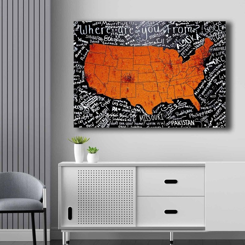 Superbe peinture décorative sur toile, orange, blanc et noir, 27,6 po x 39,4 po | 100% toile (épaisseur: 0,1 pouce) et cadre 100% bois de pin (épaisseur: 0,9 pouce) | Parfait pour la décoration intérieure et les amateurs d'art moderne