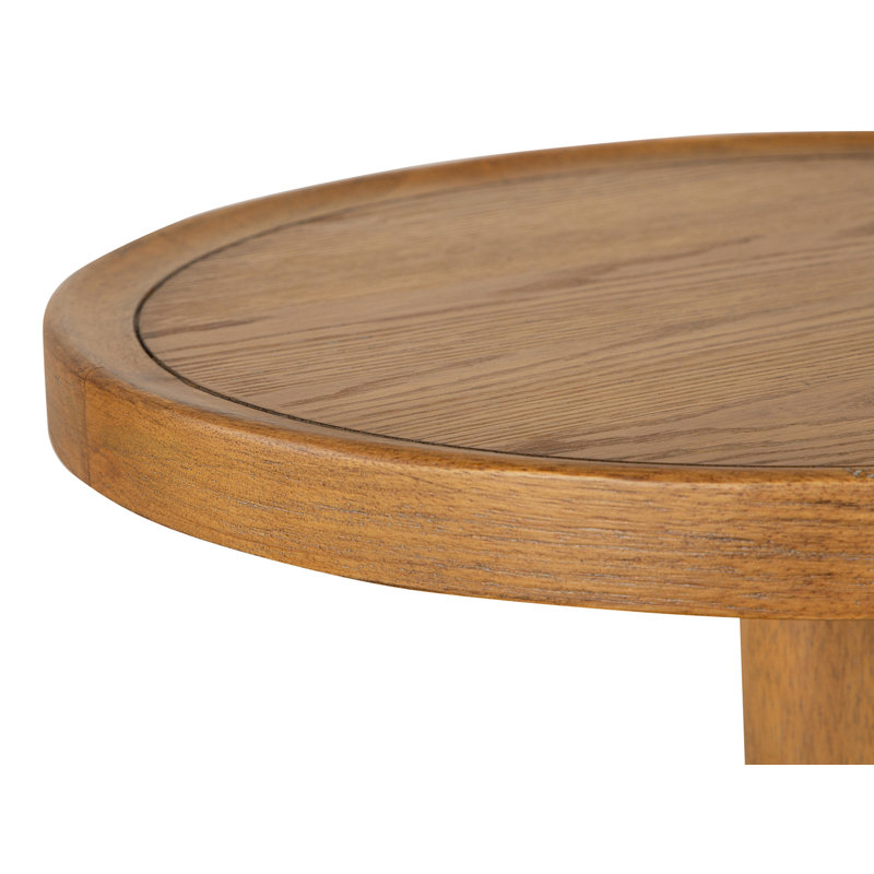 Joonwon Solid Wood Pedestal End Table, Brown