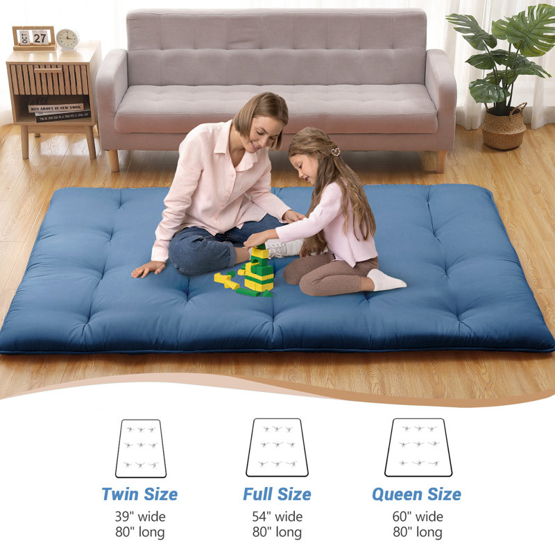 Matelas de sol futon japonais portable et confortable - lit de couchage pliable en forme de tatami, idéal pour une chambre, un dortoir, une chambre d'amis, un VR ou le camping. Disponible en formats simple et double.