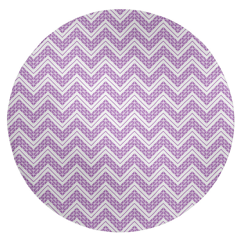 Tapis de couleur rose/gris clair à chevrons à main inversé, Rond 5 pi