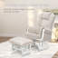 Ensemble de remplacement de coussin de chaise berçante en suède pelucheux avec poches de rangement et support ergonomique-1622436694