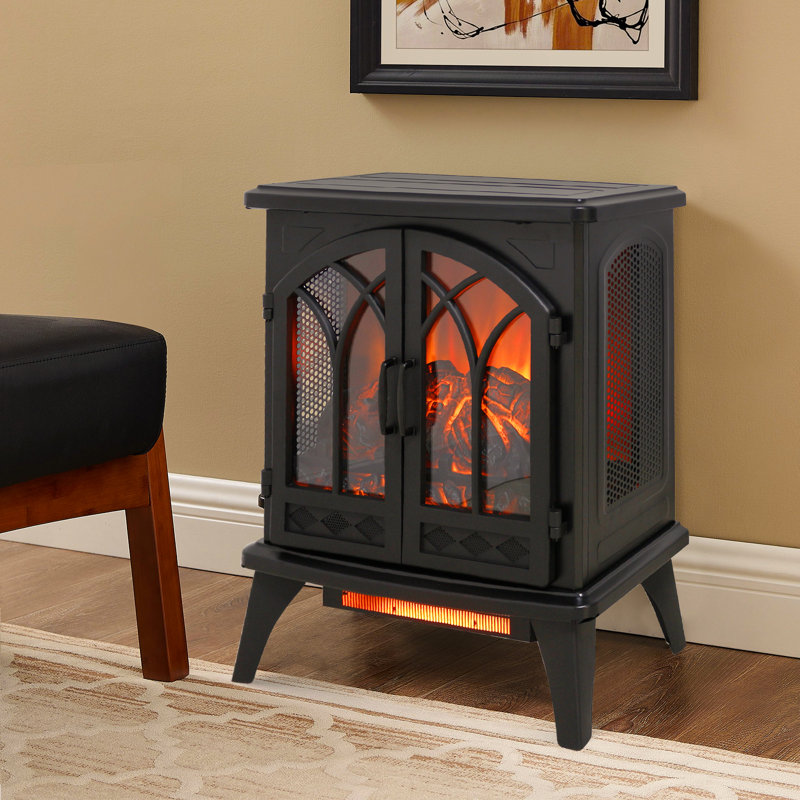 Alen Inch 3d Flame Electric Infrared Quartz Double Door  Fireplace With Remote Control Advanced Safety Features Overheat Protection