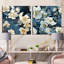 Orchidées asiatiques bleues et blanches à motif floral II - ensemble de 2 collages floraux carrés-101857327-101857333