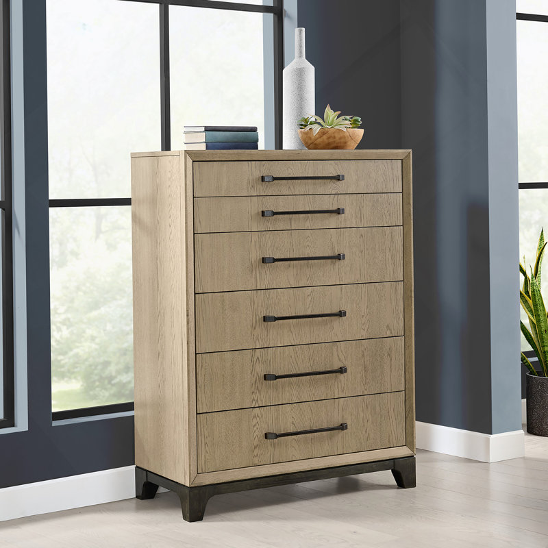 Commode 6 tiroirs, commode en bois pour chambre à coucher, chambre d'amis