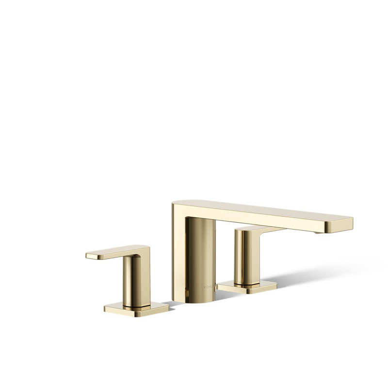 Parallel Two-Handle Deck-Mount Bath Faucet, Vibrant French Gold