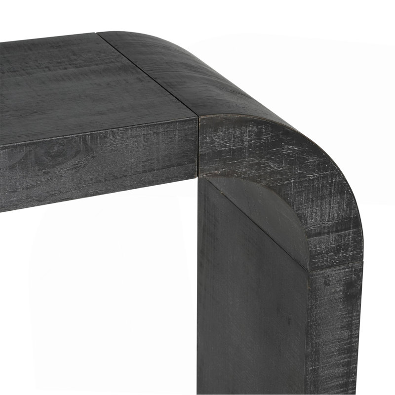 Console de 52 po en bois avec bord incurvé, texture naturelle, parfaite pour les vestibules et les salons, Black
