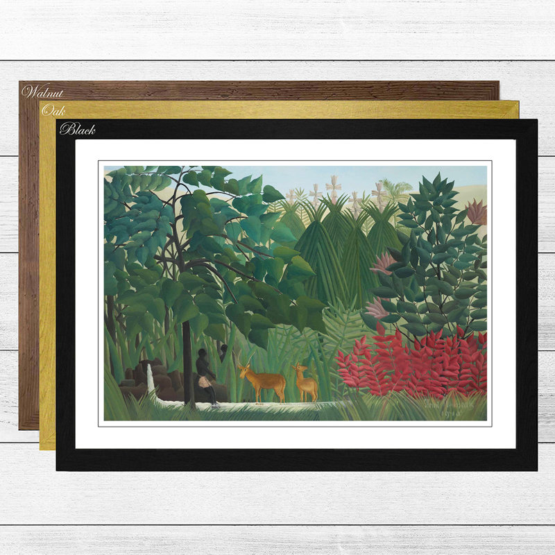 Two Deer by Henri Rousseau - Framed Print, Walnut