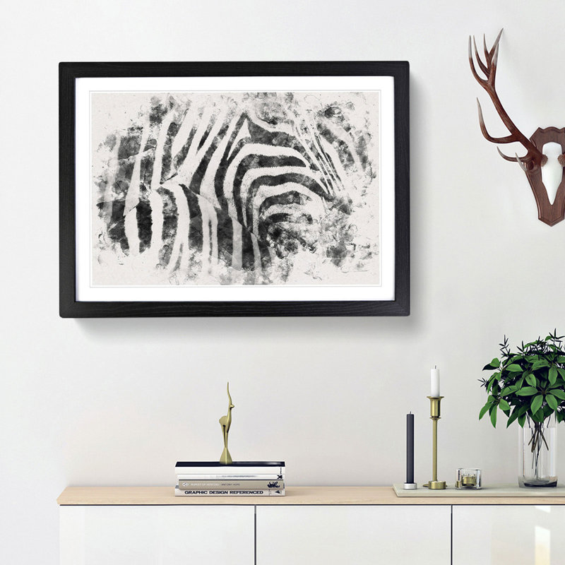 Stripes of the Zebras - Picture Frame Graphic Art Print, 27cm H x 36cm W x 2cm D, Black Framed