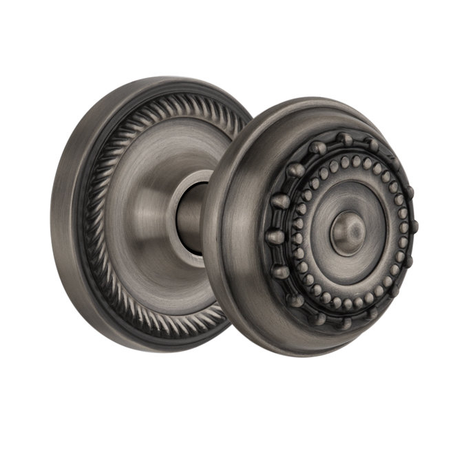 Rope Rosette with Meadows Door Knob, Antique Pewter