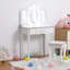 Ensemble de coiffeuse pour enfants avec miroir triptyque lumineux, coiffeuse princesse en bois avec tiroir et tabouret, coiffeuse de maquillage pour jeux d'imitation pour petites filles, blanc-652023219