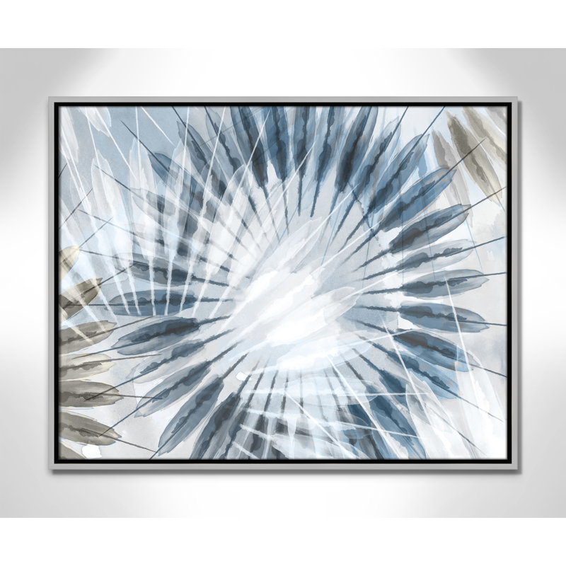 Dance of the Rays II - Blue Version Print par Eva Watts, Argent, H 23,5 po x l 29,5 po