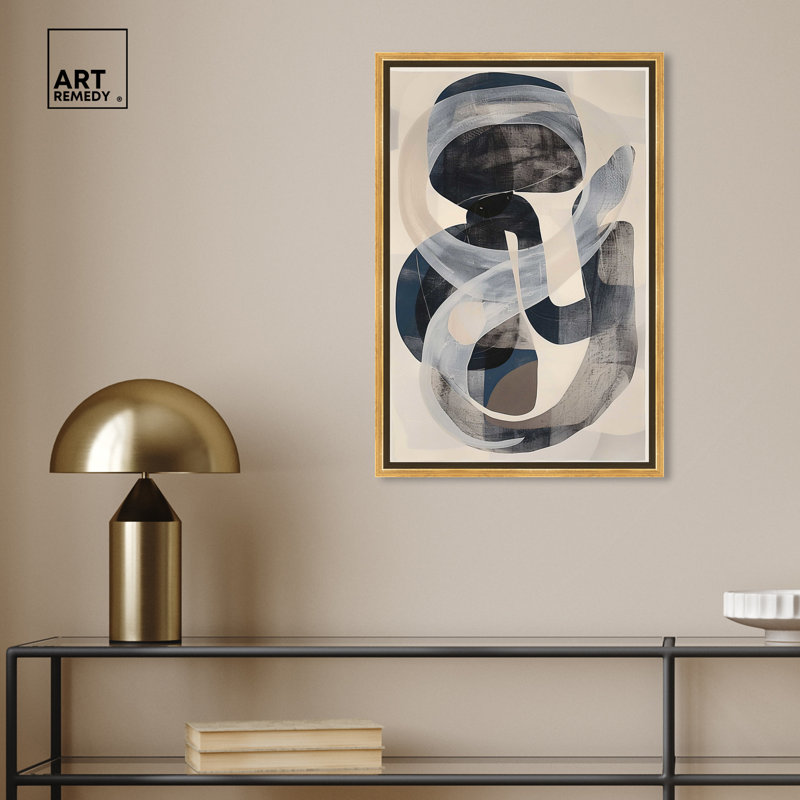Large Abstract Canvas Wall Art with Gold Frame