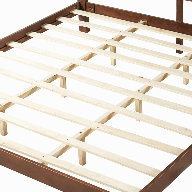 Cadre de lit en bois massif de qualité supérieure avec tête de lit pour chambre à coucher moderne, convient à tous les matelas
