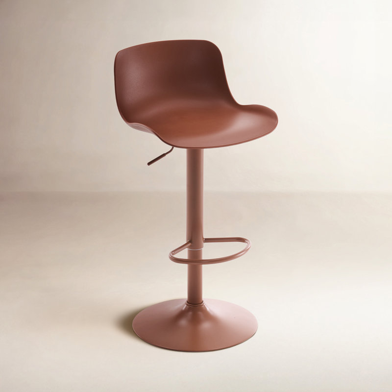 Meli Height-Adjustable Swivel Bar Stool, Brick-red