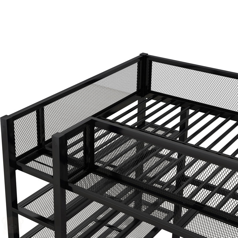 Metal Loft Bed With 4-Tier Shelves And Storage,Platform Bed,Bed Frame, Full, Black
