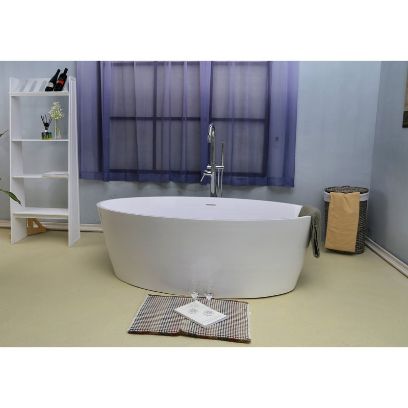 63'' x 35.5'' Soaking Resin Bathtub, White Gloss