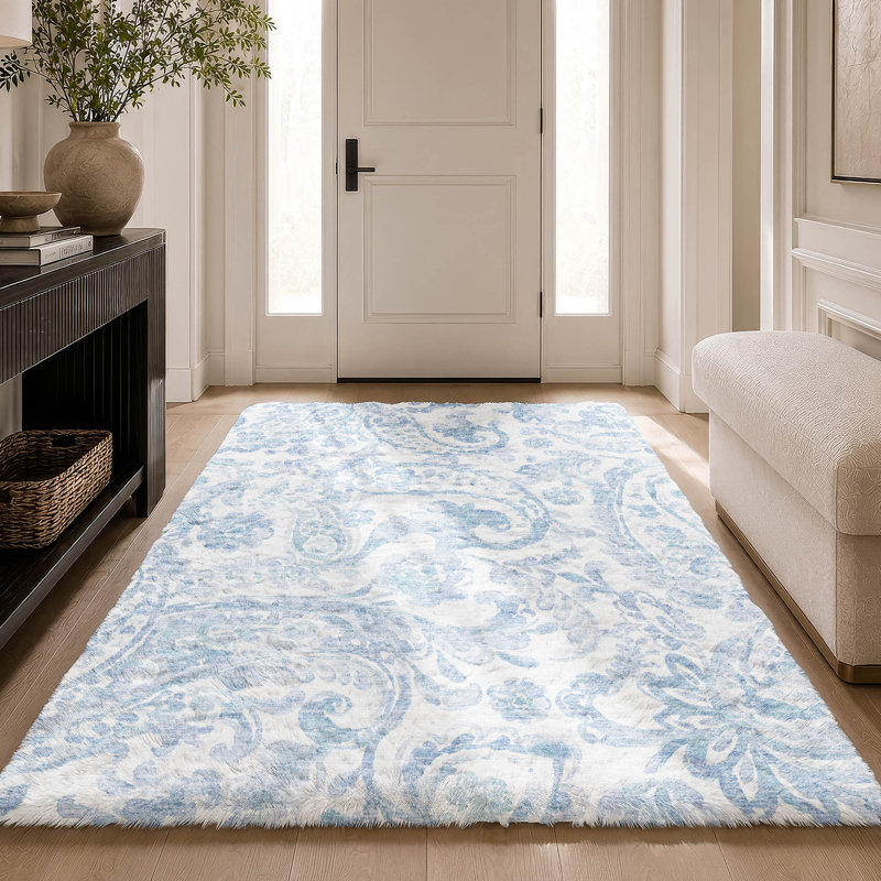 Tapis cachemire ADS835 de qualité supérieure lavable à la machine Dream, Ciel, 9 pi x 12 pi
