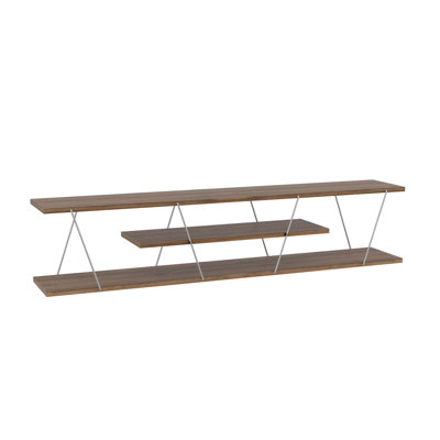 Furnishome Mid Century Modern TV Stand With 4 Shelves, Open Storage, And Metal Frame For Organized Entertainment