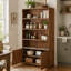 Grande armoire de rangement avec portes cannelées et plateau en faux marbre-133701354