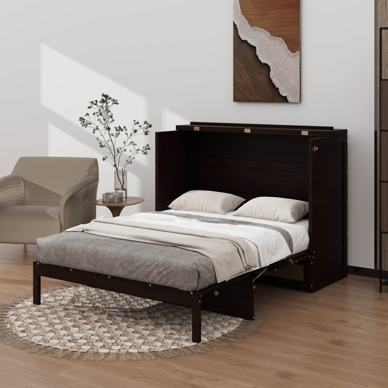 Full Size Murphy Bed With Drawers, Espresso