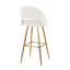 Tabouret de bar à hauteur fixe avec structure en métal doré, siège en tissu crème, repose-pieds carré et base stable - ensemble de 2 pour le bar ou la cuisine.-1626097343-1626097340