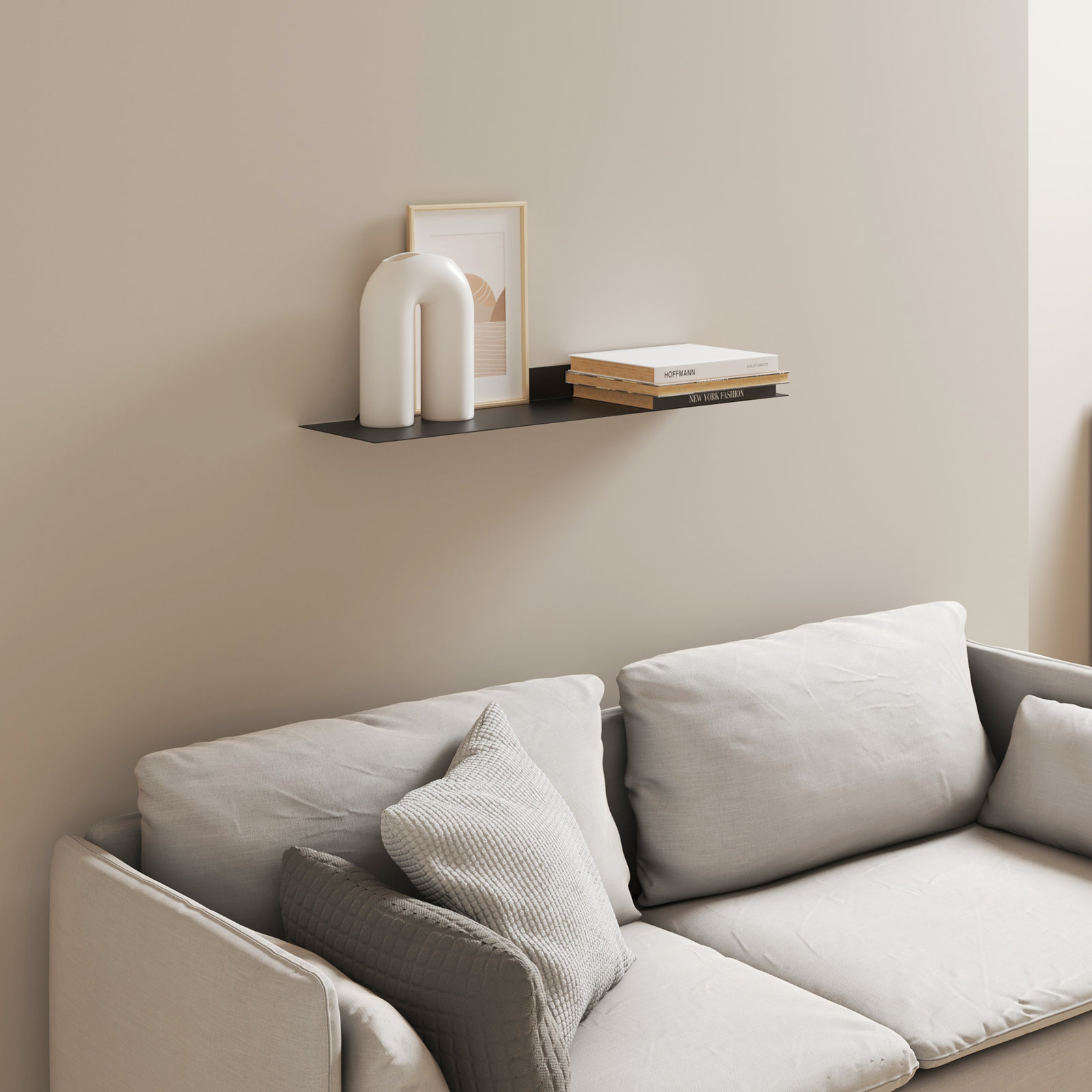 Maja Metal Floating Shelf, 1.75" H x 24" W x 6" D, Black