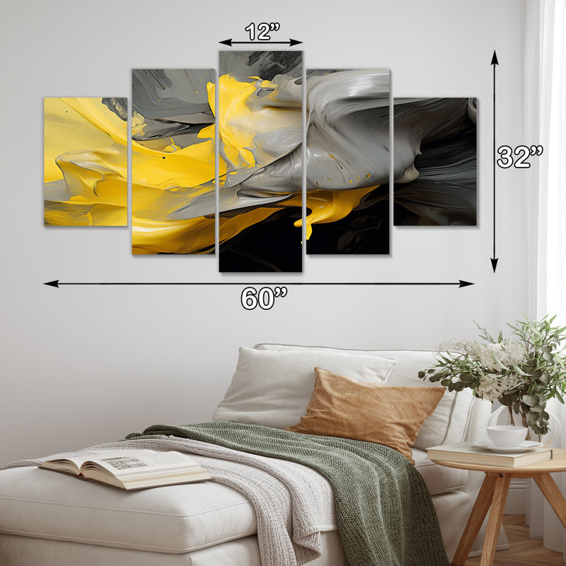 Condra - Décoration murale abstraite 5 pièces, H 32 po x l 60 po