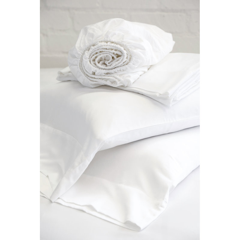 Queen White Egyptian Cotton Sateen Sheet Set