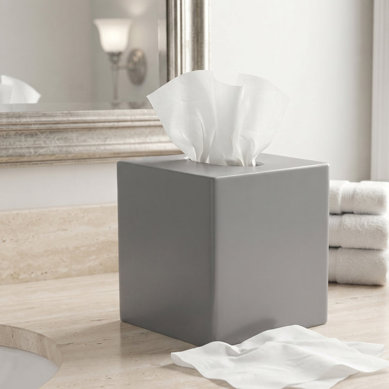 Porte-boîte de mouchoirs Basic Luxury, Gris