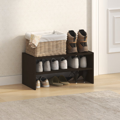 Range-chaussures Furinno Fano, range-chaussures de 24 po de largeur, rangement pour chaussures empilable, 11,7 x 24,2 x 11,7 po, pour vestibule, bureau, garage, chêne foncé noir