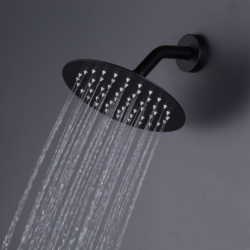 Wide Round Rain Shower Head For Bathroom With 1.8 GPM High-Pressure Swivel Rainfall Spray, Matte Black