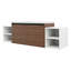 Meuble-lavabo mural avec lavabo en résine et deux tablettes de rangement-129696324