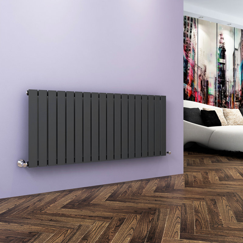 Sydnee Horizontal Designer Radiator, Anthracite, 60cm H x 136cm W x 4.9cm D