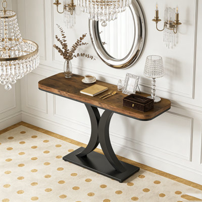 Table de vestibule étroite avec base géométrique