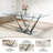 Glass Top Metal Base Dining Table With 6 Velvet Dining Chairs,7 - Piece Pedestal Dining Set-106913431-106913547