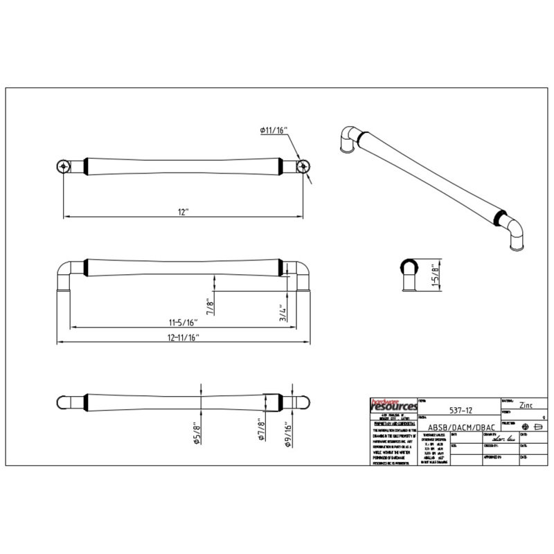 Bremen II Appliance Pull, Gun Metal, 6 1/4"