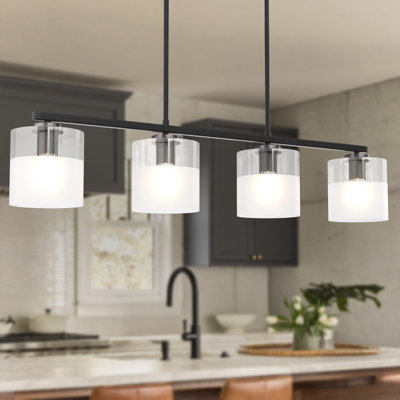 Renley 4-light 39'' Dimmable Modern/traditional Chandelier Pendant For Dining Room.Features Glass shades.