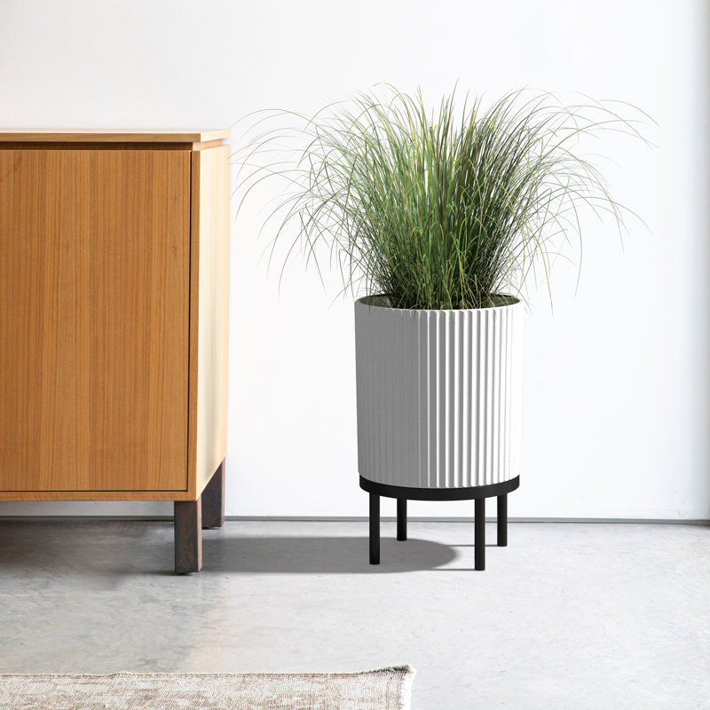 Jardinière Demi Series avec support, 1, Blanc/Noir, H 22 po x l 14,75 po x P 14,75 po