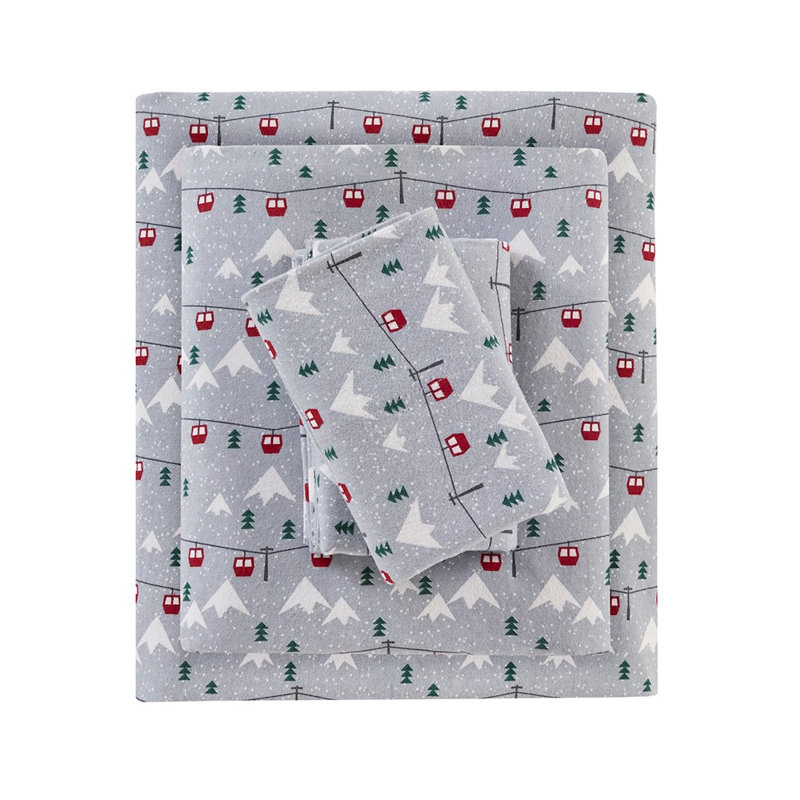 Ensemble de draps Gracie Mills Kayce, Ensemble literie pour lit simple, Gris / saut à ski