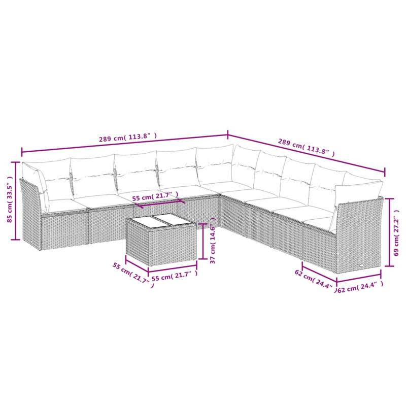 Vidaxl Garden Sofa Set, Cream White, Beige