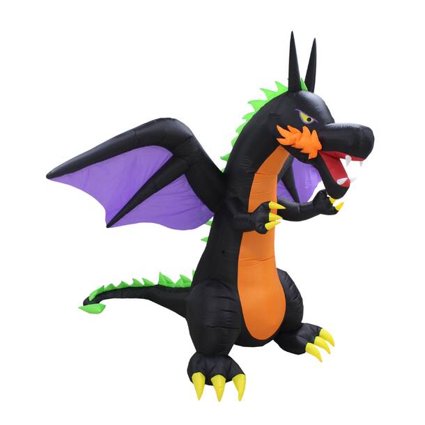 The Holiday Aisle® Halloween Fire Dragon Inflatable with Wings ...