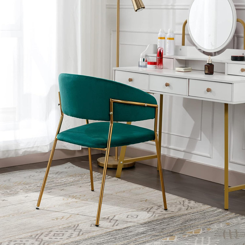 Fauteuil demi-tonneau en velours de 19,7 po Nikte, Vert émeraude