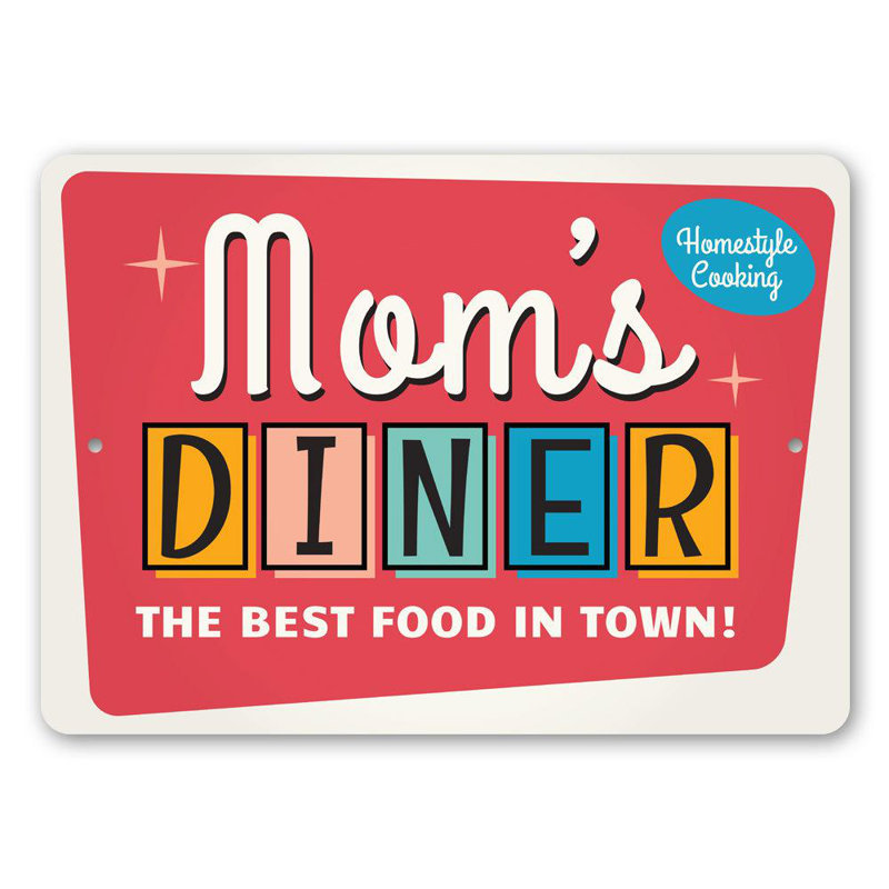 Plaque en aluminium Mom's Diner, H 10 po x l 14 po x P 0,04 po