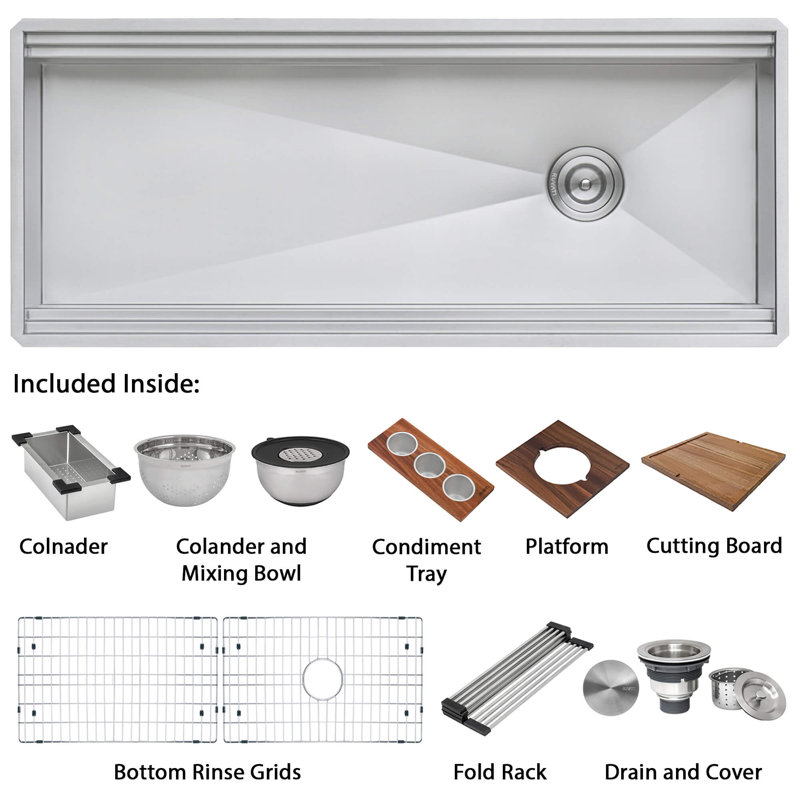 57" L x 19" W Undermount Kitchen Sink